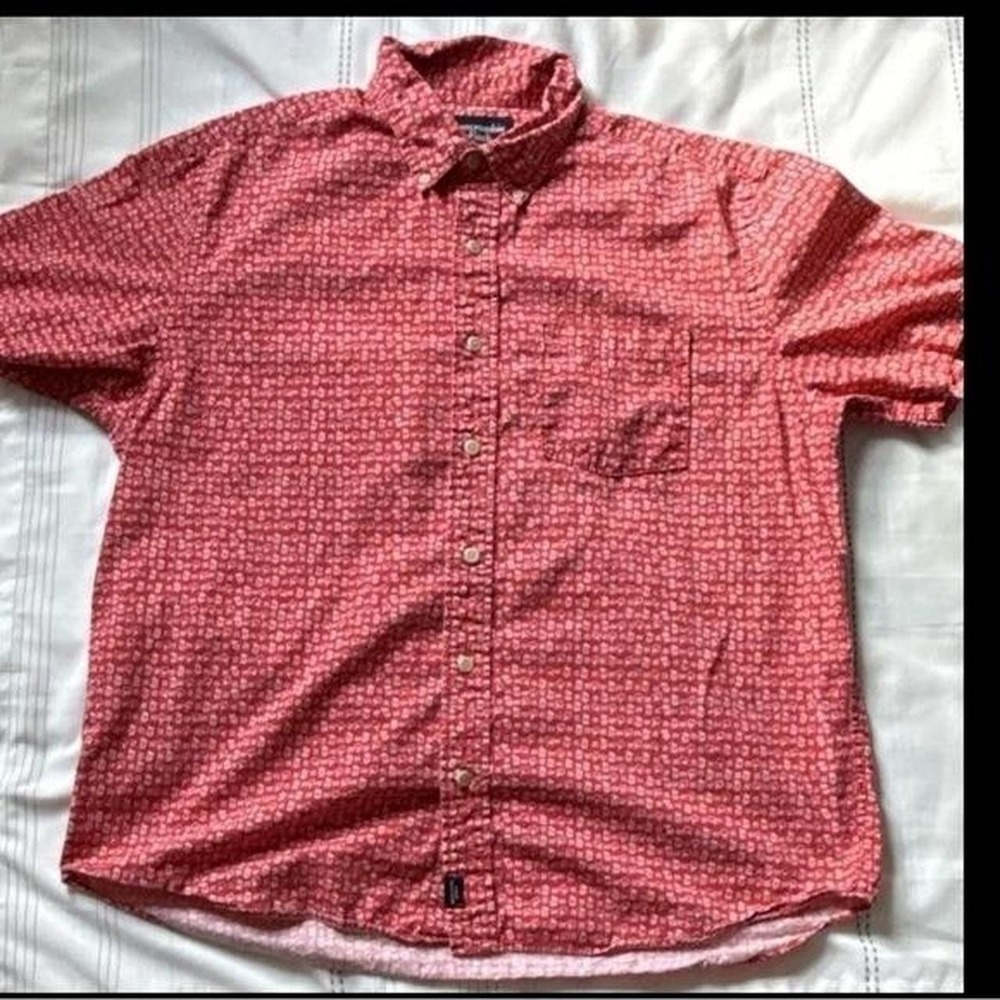Abercrombie & Fitch Mens Red Pineapple Tropical Print Short Sleeve Shirt Large